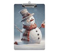 Acrylic Clipboards for Outdoor Office, 8.5x12.5 Stardard Letter A4 Size Clipboard for Social Worker, Nurse, Office Supplies, Funny Christmas Snowman Clip Boards with Low Profile Clip