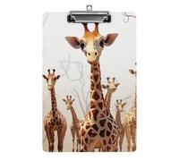 Acrylic Clipboards for Outdoor Office, 8.5x12.5 Stardard Letter A4 Size Clipboard for Social Worker, Nurse, Office Supplies, Cute Cartoon Funny Giraffes Clip Boards with Low Profile Clip