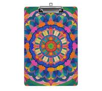 Acrylic Clipboards for Outdoor Office, 8.5x12.5 Stardard Letter A4 Size Clipboard for Social Worker, Nurse, Office Supplies, Colorful Mandala Clip Boards with Low Profile Clip