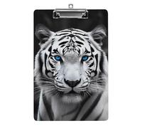 Acrylic Clipboards for Outdoor Office, 8.5x12.5 Stardard Letter A4 Size Clipboard for Social Worker, Nurse, Office Supplies, Blue Eyed Tiger Clip Boards with Low Profile Clip