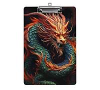 Acrylic Clipboards for Outdoor Office, 8.5x12.5 Stardard Letter A4 Size Clipboard for Social Worker, Nurse, Office Supplies, Chinese Dragon Clip Boards with Low Profile Clip