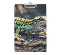 Acrylic Clipboards for Outdoor Office, 8.5x12.5 Stardard Letter A4 Size Clipboard for Social Worker, Nurse, Office Supplies, Leopard Little Gecko Clip Boards with Low Profile Clip