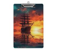 Acrylic Clipboards for Outdoor Office, 8.5x12.5 Stardard Letter A4 Size Clipboard for Social Worker, Nurse, Office Supplies, A Sailing Boat on The Water Clip Boards with Low Profile Clip