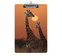Acrylic Clipboards for Outdoor Office, 8.5x12.5 Stardard Letter A4 Size Clipboard for Social Worker, Nurse, Office Supplies, Giraffe at Sunset Clip Boards with Low Profile Clip