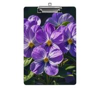 Acrylic Clipboards for Outdoor Office, 8.5x12.5 Stardard Letter A4 Size Clipboard for Social Worker, Nurse, Office Supplies, Violets in Bloom Clip Boards with Low Profile Clip