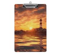Acrylic Clipboards for Outdoor Office, 8.5x12.5 Stardard Letter A4 Size Clipboard for Social Worker, Nurse, Office Supplies, Sea Lighthouse in Sunset Clip Boards with Low Profile Clip