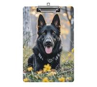 Acrylic Clipboards for Outdoor Office, 8.5x12.5 Stardard Letter A4 Size Clipboard for Social Worker, Nurse, Office Supplies, Black German Shepherd Dog Clip Boards with Low Profile Clip