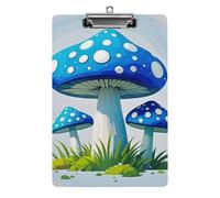 Acrylic Clipboards for Outdoor Office, 8.5x12.5 Stardard Letter A4 Size Clipboard for Social Worker, Nurse, Office Supplies, Cartoon Blue Mushroom Clip Boards with Low Profile Clip