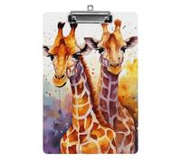 Acrylic Clipboards for Outdoor Office, 8.5x12.5 Stardard Letter A4 Size Clipboard for Social Worker, Nurse, Office Supplies, Watercolor Giraffes Clip Boards with Low Profile Clip