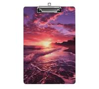 Acrylic Clipboards for Outdoor Office, 8.5x12.5 Stardard Letter A4 Size Clipboard for Social Worker, Nurse, Office Supplies, Beach Sunset Clip Boards with Low Profile Clip