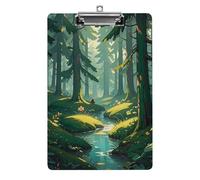 Acrylic Clipboards for Outdoor Office, 8.5x12.5 Stardard Letter A4 Size Clipboard for Social Worker, Nurse, Office Supplies, Enchanted Wilderness Fantasy on Dark Green Clip Boards with Low Profile C