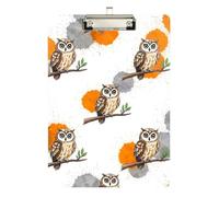 Acrylic Clipboards Owl Branch Decorative Clipboard for Students, Women, Man Standard A4 Letter Size Clipboards Low Profile Gold Clip Retractable Hanging Tab