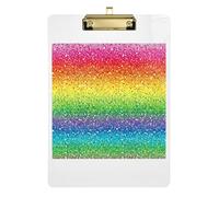Acrylic Clipboards Rainbow Colorful Writing Clipboard A4 Standard Size Clipboard Hardboard for Women Men Office Supplies, Low Profile Gold Clip Retractable Hanging Tab 12.5 x 9 Inches