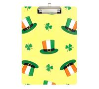 Acrylic Clipboards Shamrock Clovers Irish Hats Portable Clipboard for Women Men Teachers Nurses Standard A4 Letter Size Clipboards Low Profile Gold Clip Retractable Hanging Tab