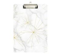Acrylic Clipboards White Marble Gray Decorative Clipboard for Nurses, Lawyers, Doctor Offices A4 Standard Size Clip Boards Low Profile Gold Clip Retractable Hanging Tab