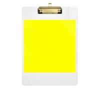 Acrylic Clipboards Yellow Portable Clipboard A4 Standard Size Clip Board for Students, Women, Man, Low Profile Gold Clip Retractable Hanging Tab, 12.5" x 9" 12.5 x 9 Inches