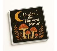 Acrylic Coaster Gift - Enchanting Autumnal Folklore Design with Moonlit Mushrooms for Halloween