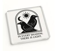 Acrylic Coaster Gift Featuring Mirror Crow Balance Design - Mystical Home Decor for Nature Lover's Peaceful Moments