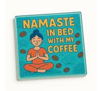 Acrylic Coaster Gift Featuring Playful Yoga & Coffee Design - Zen Brew Bliss Home Decor for Coffee Lovers' Relaxation