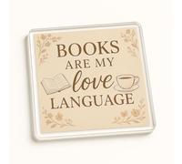 Acrylic Coaster Gift for Book Lovers - Books Are My Love Language Dark Academia & Cozy Cottagecore Design