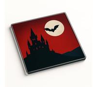 Acrylic Coaster Gift for Book Lovers - Gothic Minimalist Design with Castle and Moonlit Sky Dracula Inspired - Unique Home Decor