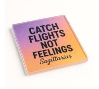 Acrylic Coaster Gift - Sagittarius Zodiac Design, Bold Text, Lilac Citrus Gradient - Astra Vibe Era Novelty Present