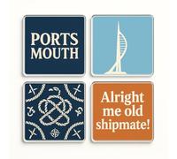 Acrylic Coaster Gift Set of 4 Celebrating Portsmouth's Maritime Heritage - Nautical Echoes Drinkware for Nostalgia Enthusiasts