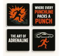 Acrylic Coaster Gift Set of 4 - Cinematic Chaos Film Genre Designs - Entertaining Movie Lover Home Decor