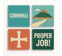 Acrylic Coaster Gift Set of 4 - Cornish Coastal Charm Design - Celebrate Home & Travel Memories with Vibrant Decor