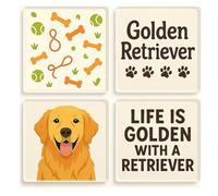 Acrylic Coaster Gift Set of 4 for Golden Retriever Lovers - Whimsical Dog-Themed Decor for Pet Enthusiasts