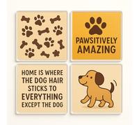 Acrylic Coaster Gift Set of 4 - Pawprints & Puns Dog Lover Decor for Home or Pet Parent Celebration