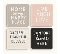 Acrylic Coaster Gift Set of 4 - Serene Spaces Modern Home Décor New Home Gift- Thoughtful Housewarming Gift with Inspirational Messages
