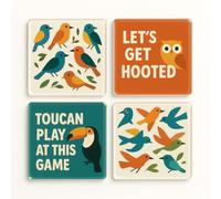 Acrylic Coaster Gift Set of 4 with Bird Watching Puns - Vibrant Flightful Wonders Home Decor for Bird Lovers' Delight