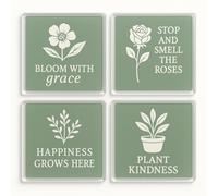 Acrylic Coaster Gift Set of 4 with Botanical Sage Serenity Design - Elegant Home Decor for Grandma's Tea Time Delight