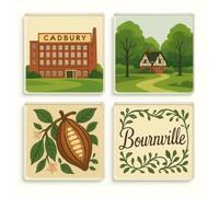 Acrylic Coaster Gift Set of 4 with Bournville Bliss Design - Celebrate Birmingham Heritage Home Decor