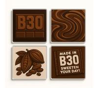 Acrylic Coaster Gift Set of 4 with Bournville Inspired Designs - Charming Birmingham Home Decor for Chocolate Lovers