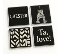 Acrylic Coaster Gift Set of 4 with Chester-Inspired Design - Nostalgic Home Decor Celebrating UK Heritage