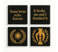 Acrylic Coaster Gift Set of 4 with Greek Mythology Quotes - Ancient Elegance for Book Lover Home Decor