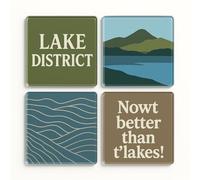 Acrylic Coaster Gift Set of 4 with Lake District Scenic Design - Tranquil Lakescape for Home Decor & Nostalgia Gifts