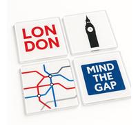 Acrylic Coaster Gift Set of 4 with London Vibe Designs - Urban Echoes Home Decor Adventure for Travel Enthusiasts