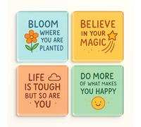 Acrylic Coaster Gift Set of 4 with Motivational Quotes - Joyful Echoes Home Decor for Friendship Gift Inspiration