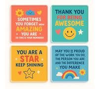 Acrylic Coaster Gift Set of 4 with Motivational Quotes - Uplift Vibes Collection for Friends, Colleagues, or Home Decor
