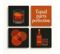 Acrylic Coaster Gift Set of 4 with Negroni Aura Design - Italian Bar Style Home Decor for Cocktail Enthusiasts