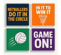 Acrylic Coaster Gift Set of 4 with Netball Designs - Vibrant Sports Decor for Home Bar & Man Cave Enthusiasts