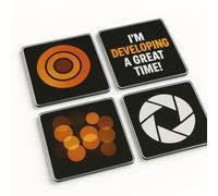 Acrylic Coaster Gift Set of 4 with Photography-Inspired Art - Focus & Flair Design for Shutterbug Enthusiasts