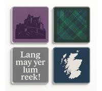 Acrylic Coaster Gift Set of 4 with Scottish Heritage Design - Highland Harmony Home Decor for Nostalgic Gatherings