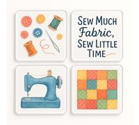 Acrylic Coaster Gift Set of 4 with Sewing Serenity Watercolour Art - Craft Lover Home Decor for Creative Moments
