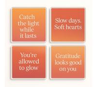 Acrylic Coaster Gift Set of 4 with Sunset Whispers Design - Inspirational Quotes for Friends or Daughter
