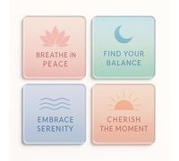 Acrylic Coaster Gift Set of 4 with Tranquil Essence Design - Mindful Mother's Day Present for Mum, Home Decor