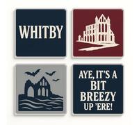 Acrylic Coaster Gift Set of 4 with Whitby Gothic Design - Nostalgic Home Decor for Adventurous Spirit Celebration